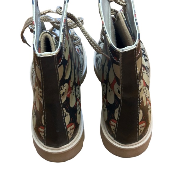 Goby Skull & Graffiti Vegan Leather Combat Boots Size 41 USA 10 - Picture 5 of 8